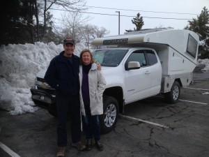 We had a quick trial drive with Tramp so some nearby snow before he was finished