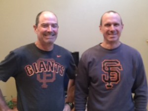 Brothers unite - and both wearing Giants T shirts. I'm the good looking one