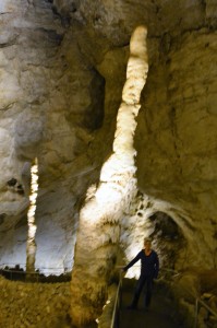 Julie standing next to one of her favourites - a giant stalagmite