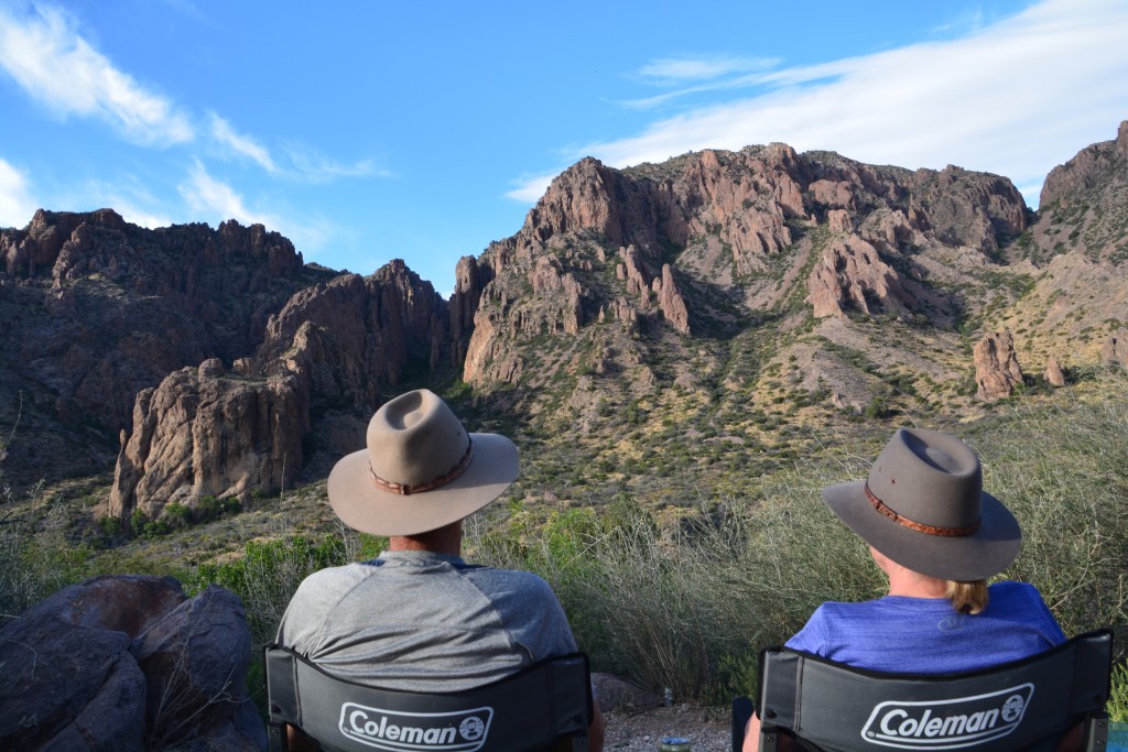 Just your average view for the first beer of the day - Chisos Basin, Big Bend National Park