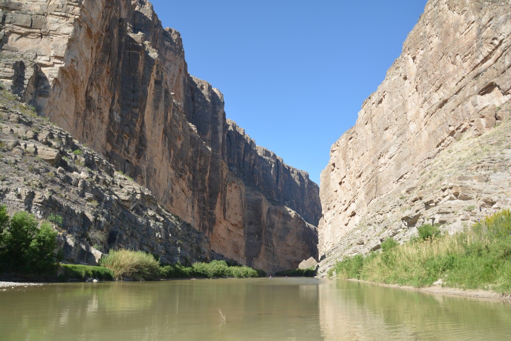 The mouth of Santa Elena canyon which the Rio Grande flows out of