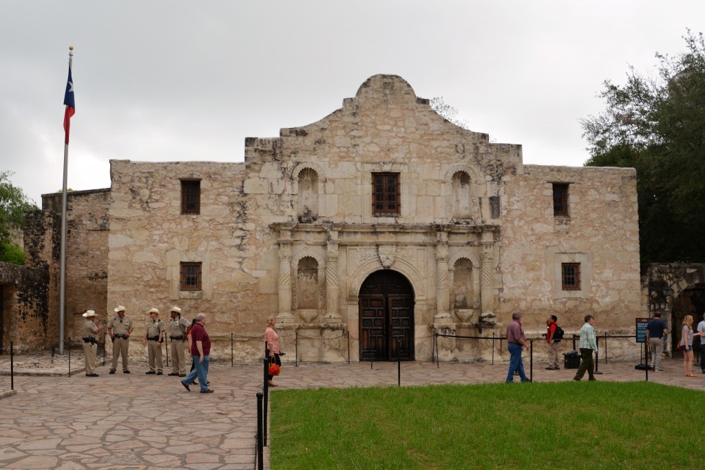 The front of the original mission that made up the Alamo - a famous building in American history