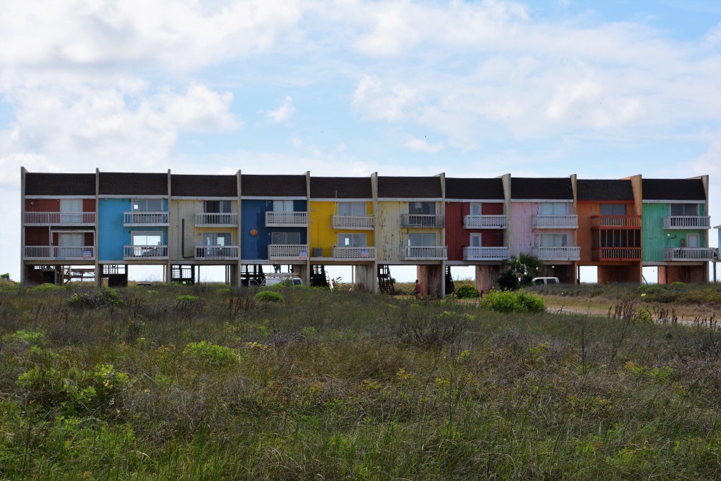 Colourful seaside homes up on stilts - Gulf of Mexico style