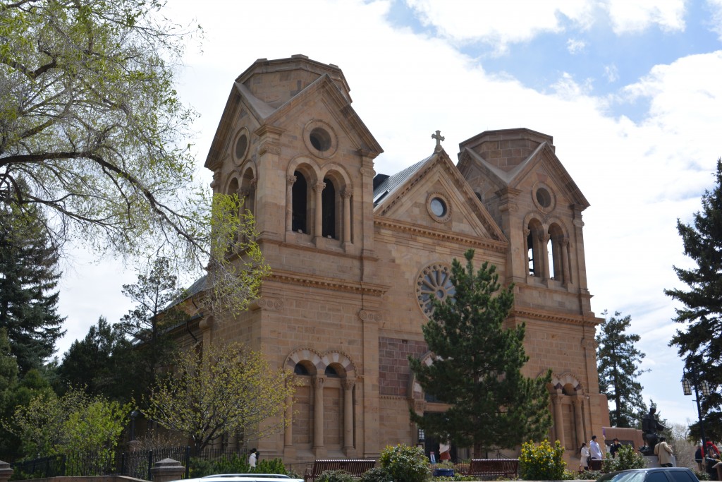 The historic cathedral in Santa Fe, a very European flavour 