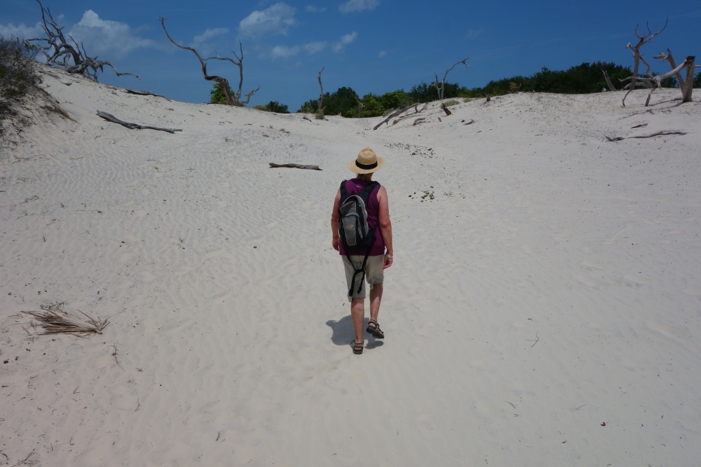 We walked across the island over some sand dunes to the ocean side