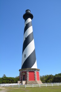 The Cape Hatteras lighthouse with its distinctive and well recognised paint job