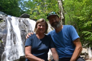 I couldn't get a photo of the black bear so here's Julie and I at a waterfall near Shenandoah National Park