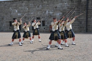 The brave guards of the Citadel train in the large courtyard. Very Scottish looking, IMO.