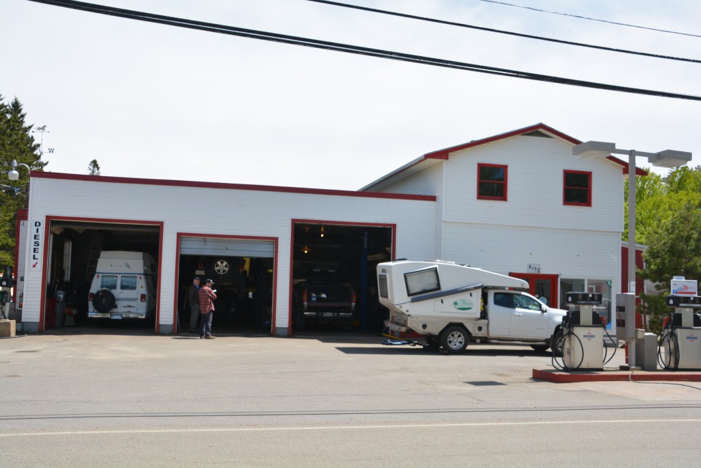 This little station in Sherbrooke provided us with one fixed tire and great conversations with some long term locals