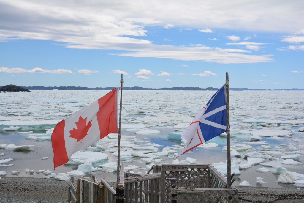 The flags of Canada and Newfoundland seem to be saying 'look at this unique and special place!'