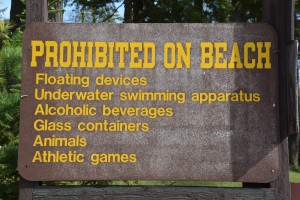 A typical set of rules on a small beach in a state park