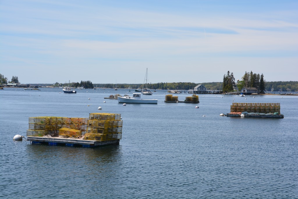 One of the beautiful little bays hiding amongst the national park - and lobster traps resting on floating pontoons