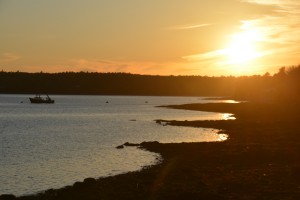 Sunset on a lake near the Atlantic coast
