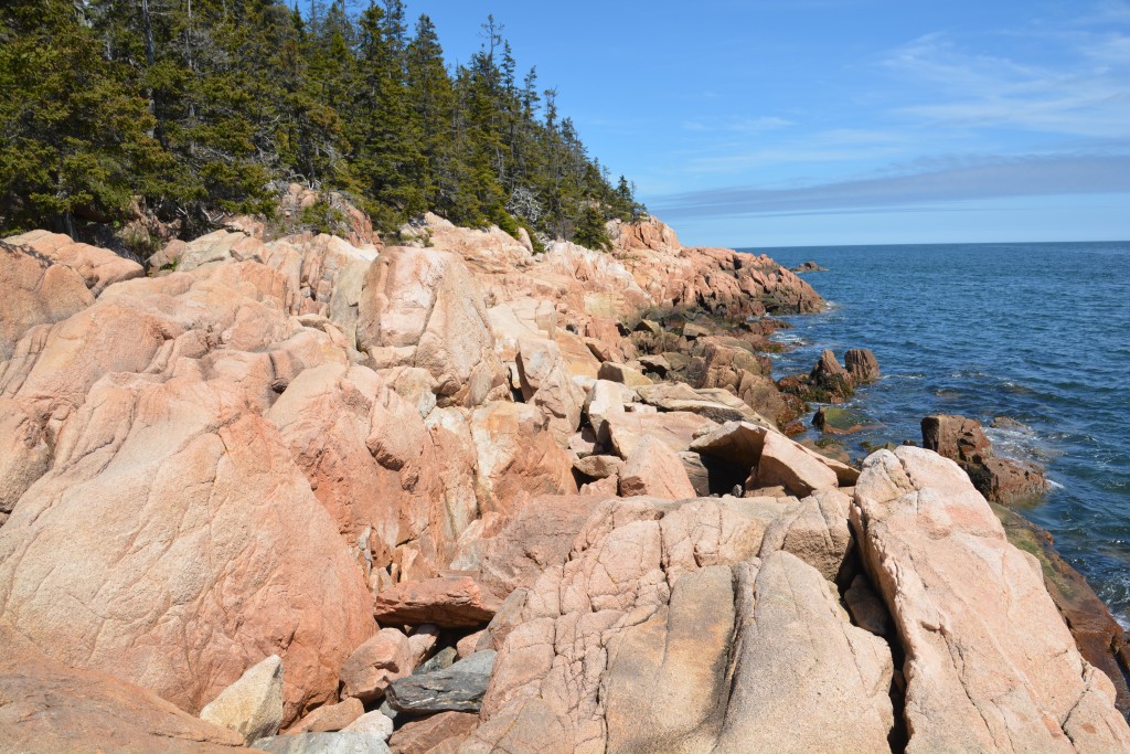 The pink hued granite of Acadia National Park is called Cadillac granite and is in demand as building material