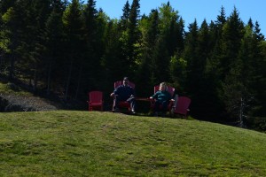 Red Adirondack chairs are sometimes seen in the oddest places - including this scenic lookout in Fundy NP
