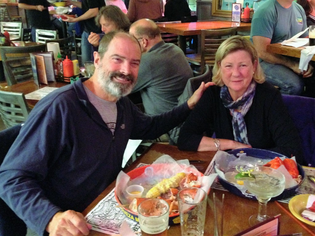 We've just finished the signature dish in a lobster joint in Bar Harbour