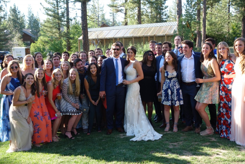 The bride and groom with some of the close friends
