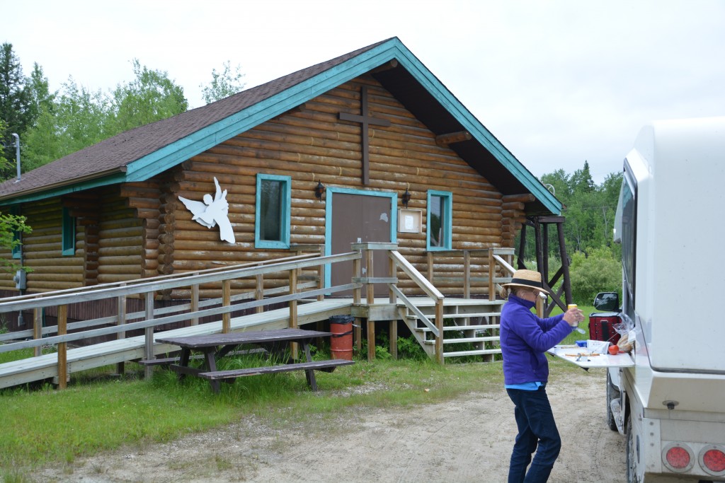 A lunch stop in front of a small town's community church - unfortunately completely overtaken by hordes of nasty biting black flies