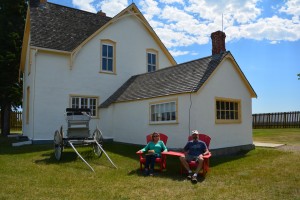 We're hanging out again in the red Adirondack chair, this time at historic Fort Battleford