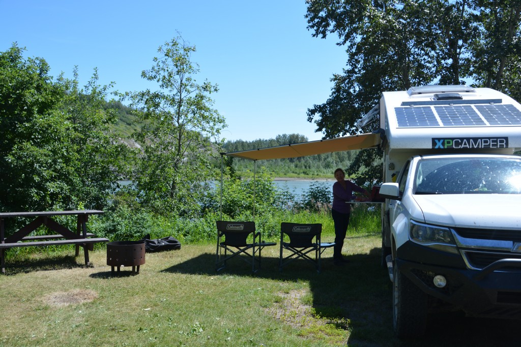 Our beautiful campsite on the banks of the North Saskatchewan River just south of Edmonton