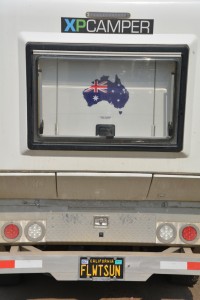 Tramp is sporting a new sticker telling the world we're from Australia as well as a new licence plate