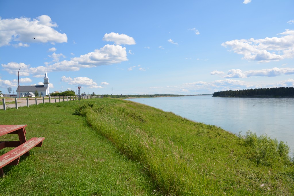 The First Nation community of Fort Providence spreads out along the banks of the Mackenzie River
