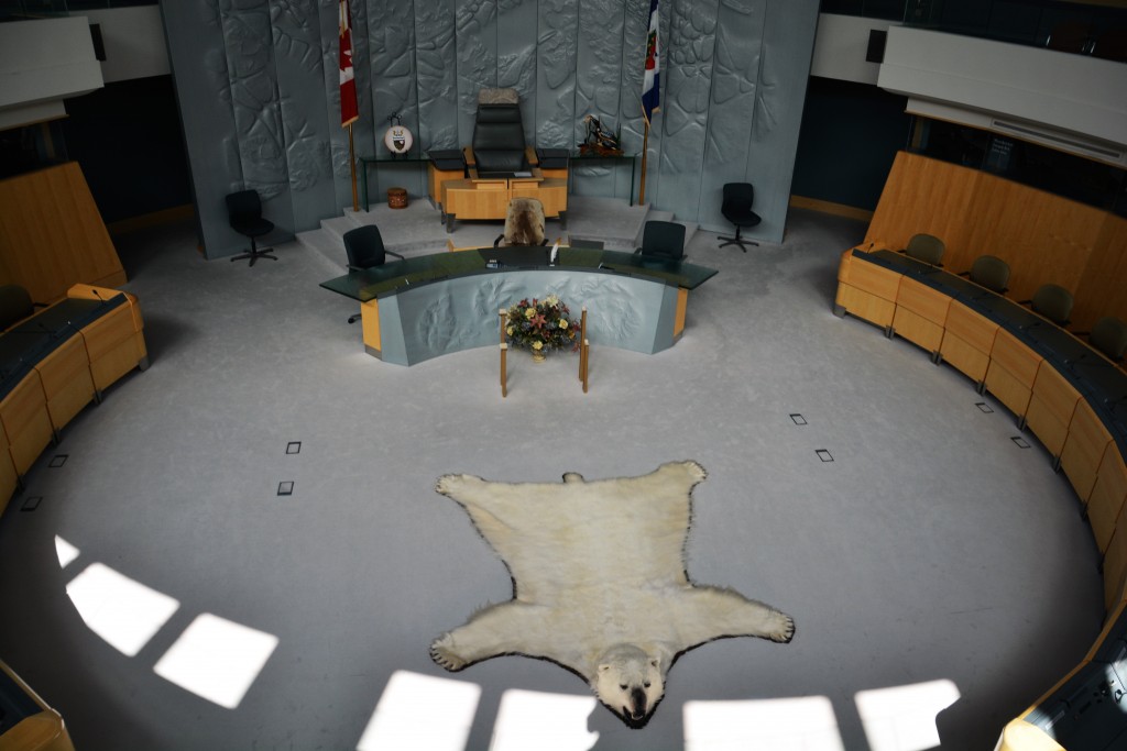 Open doors - the NWT's Legislative Assembly is open to anyone - check out the polar bear on the floor