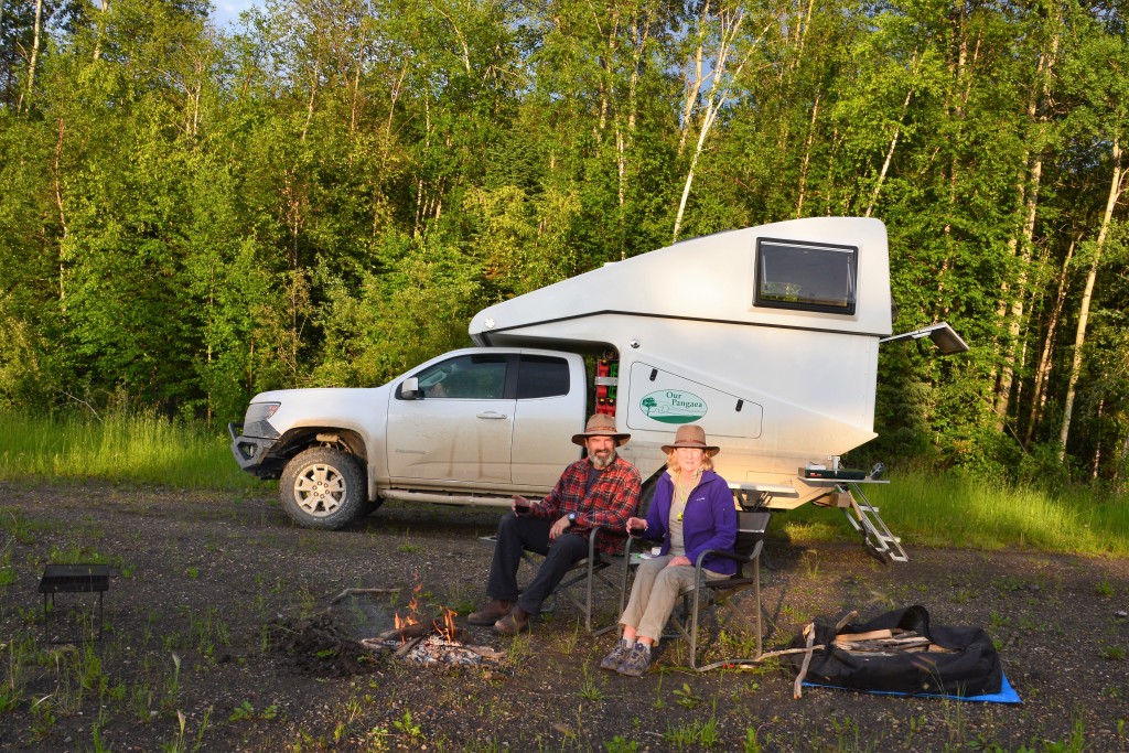 Our camp the first night on the Alaska Highway - we knew we were surrounded by wild critters but didn't see any that night