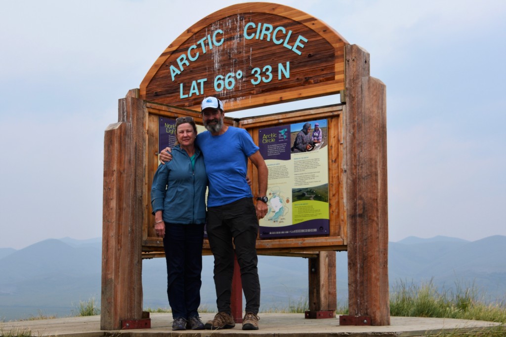 The wind was howling and it had started to rain but we stood proudly - if not briefly - on the invisible line marking the Arctic Circle