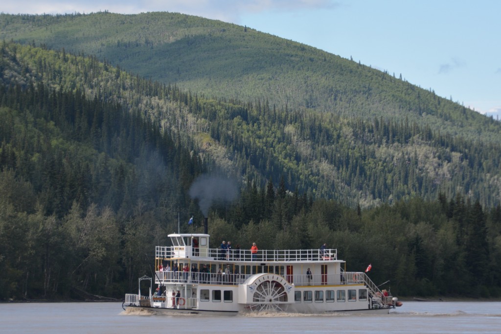 The paddle boat steamer still plys its trade - for tourists - up and down the Yukon River near Dawson