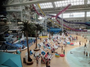 The indoor wave pool, fake beaches, zip line and wild slides all add to the fun of the West Edmonton Mall