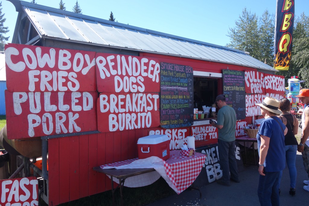 Lunch at the state fair was like any state fair except Reindeer dogs are on the menu here