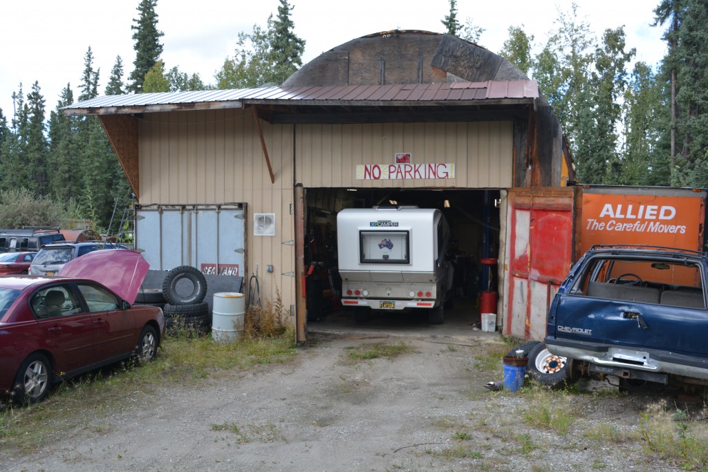 Tramp visited two different garages - including this very modest affair where he tried to fix the compressor