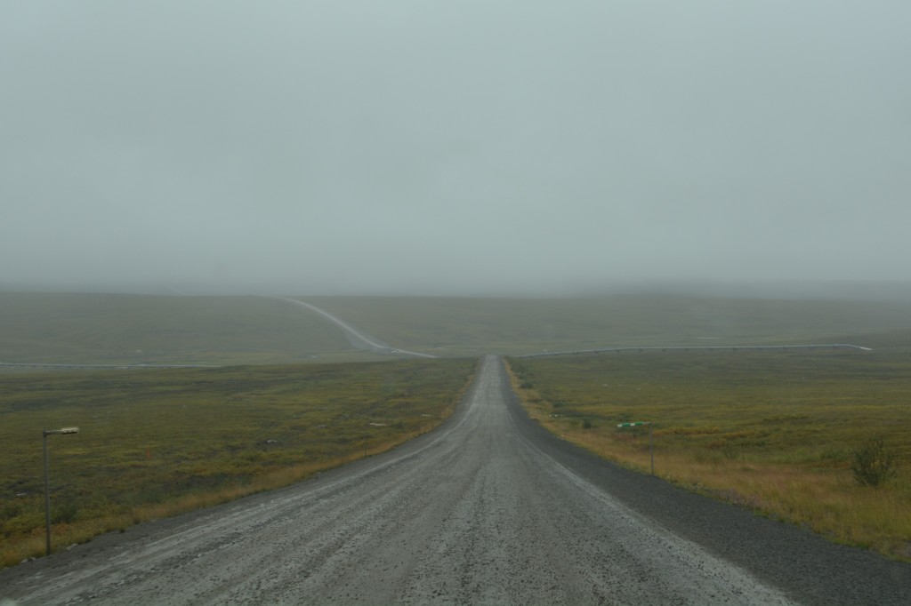 The drive back south from Deadhorse was very wet, gloomy and slippery