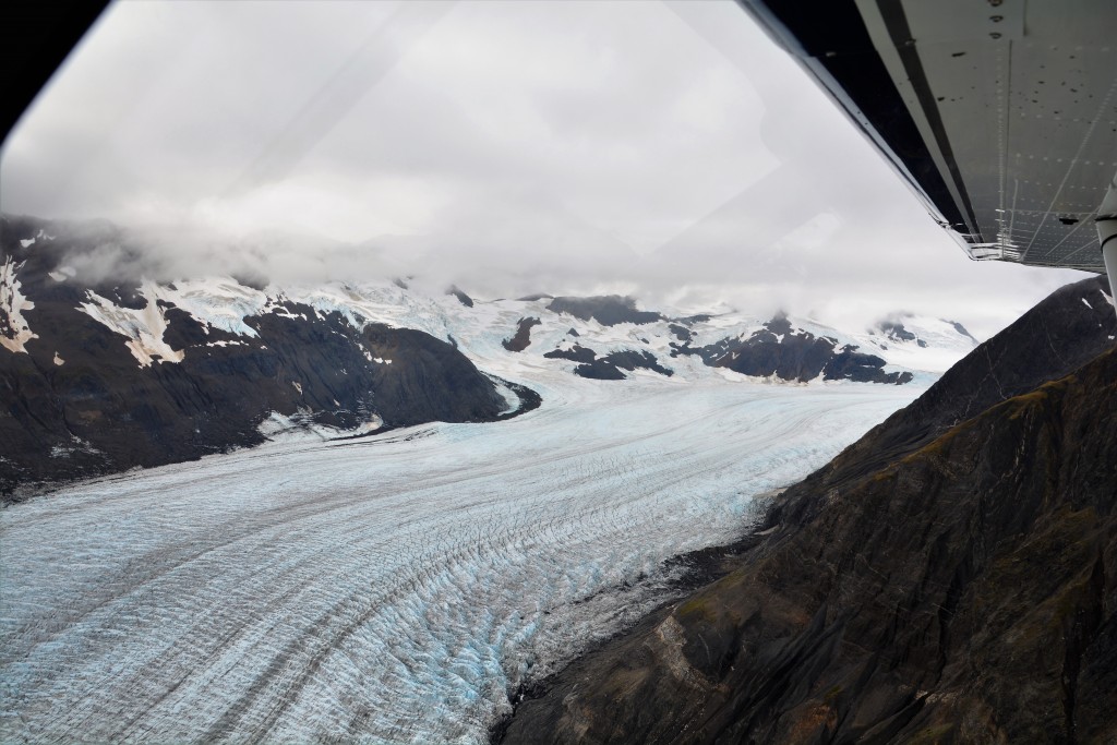 Another glacier, this one featuring racing stripes from the gravel and moraine it picks up along the way