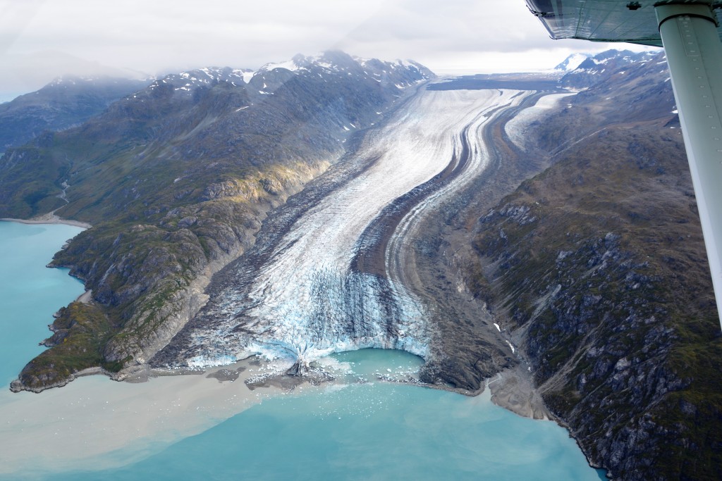 A tidal glacier, meaning it flows all the way down to the bay it has carved out