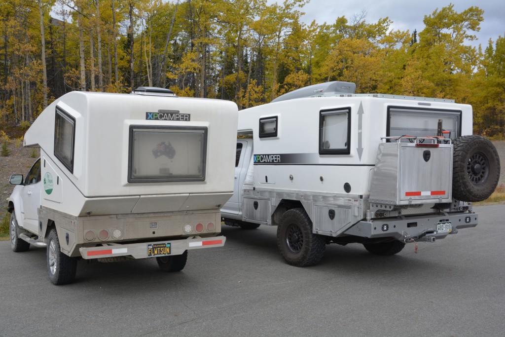 OMG! Finally after 31,000 kilometres we see our first (other) XP Camper. This is Tramp's big brother the V1 on an impressively big Dodge Ram