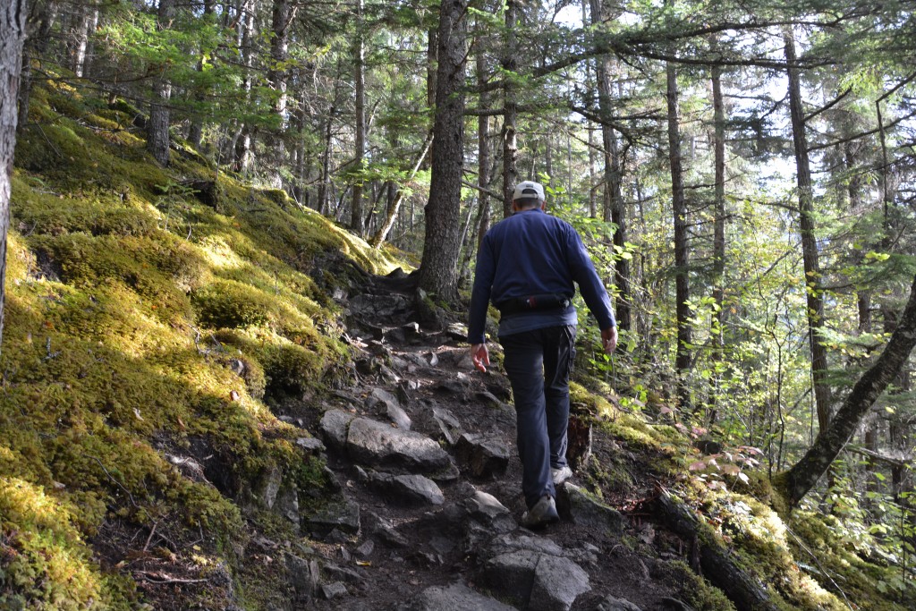 Trekking up the Chilkoot Pass, at least the first hour of it - note the special belt with bear spray