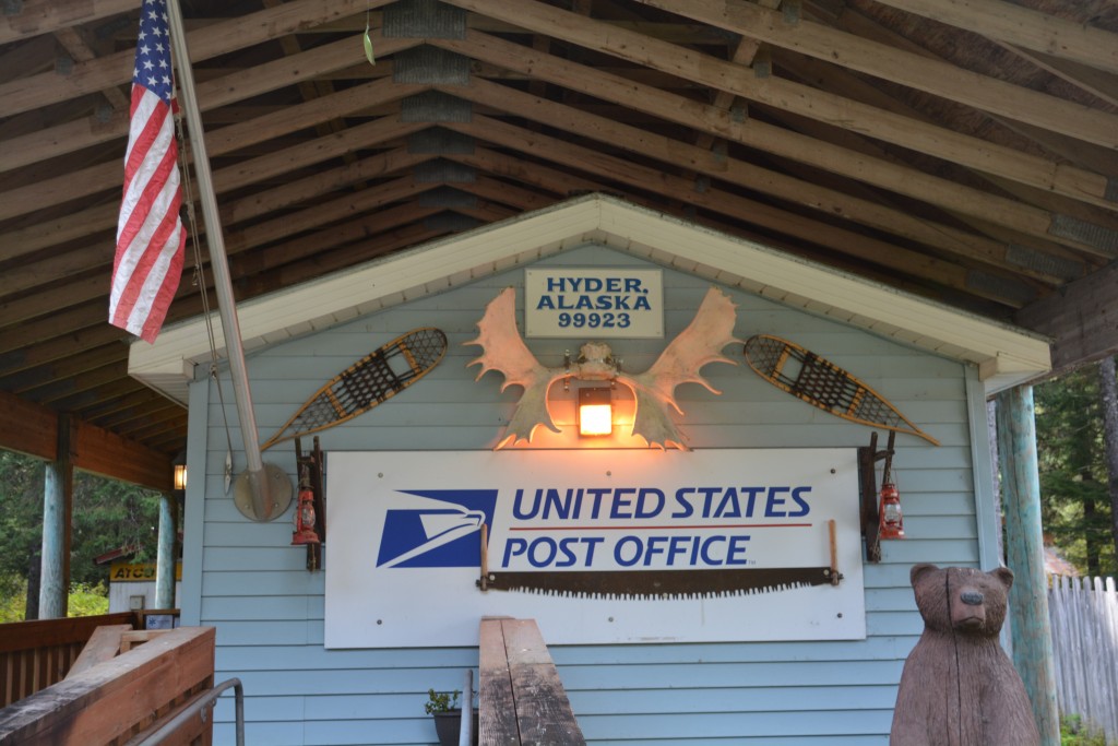 Okay, how many post offices in the US have moose antlers, old snow shoes and other odd stuff hanging on their front wall?