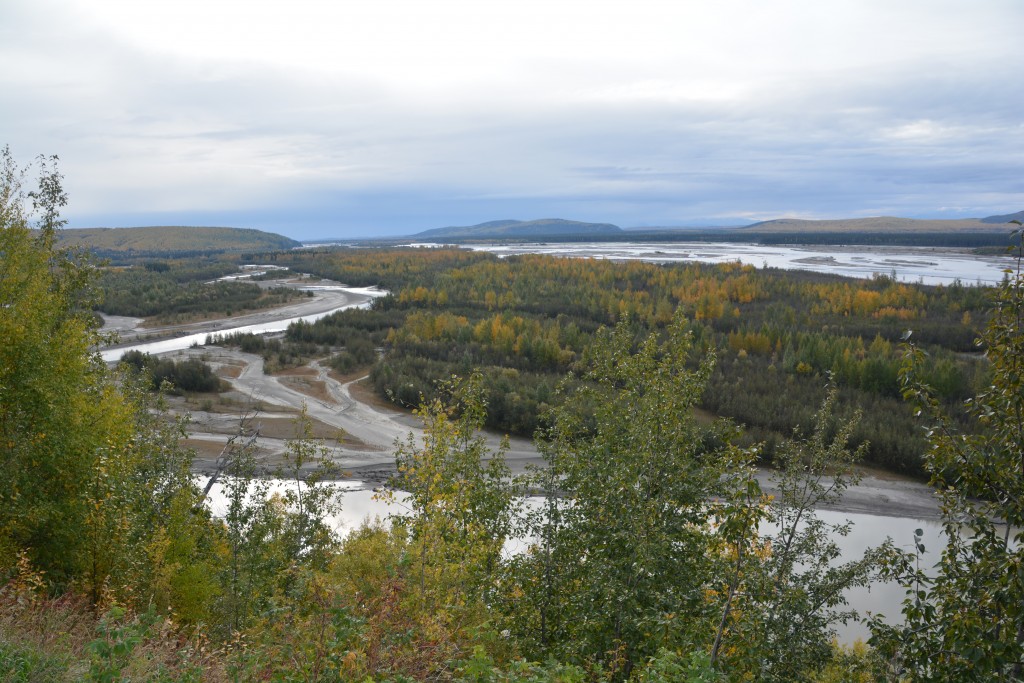 The wide Tanana River provides scenic views south of Fairbanks