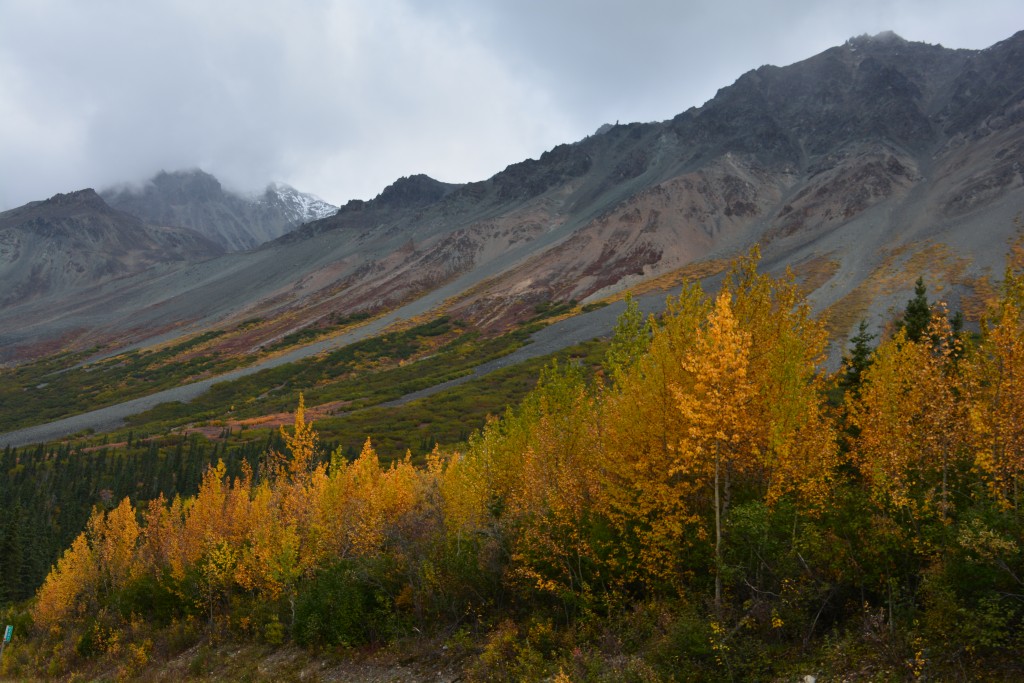 Not just brilliant fall colours but also high steep mountains 