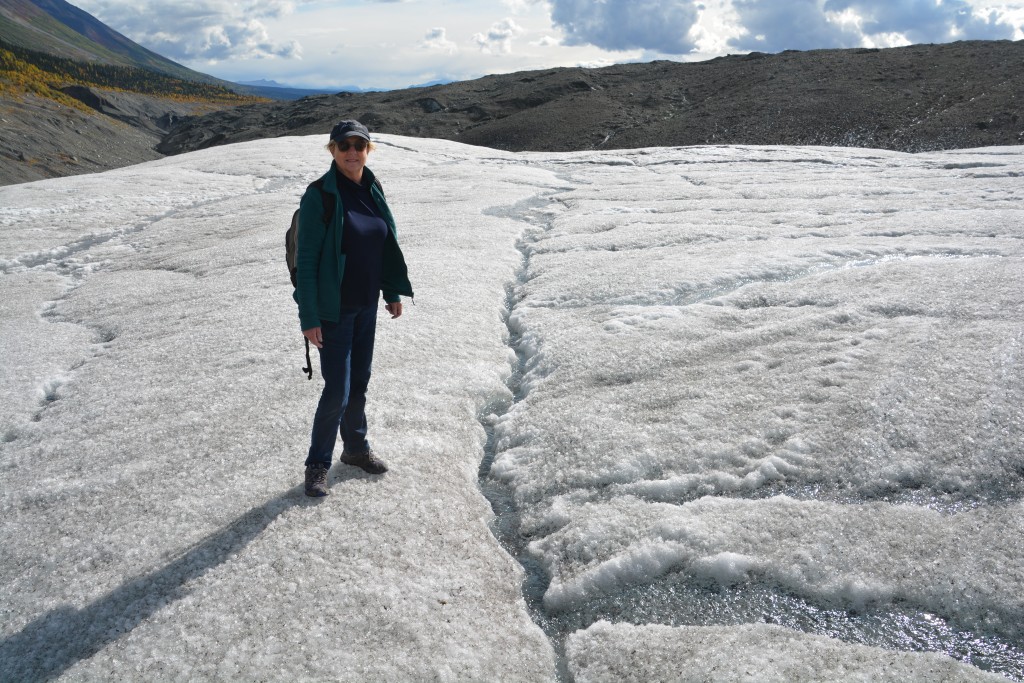 It was fascinating to see life in miniature on the glacier like this little flowing stream across the top of the ice