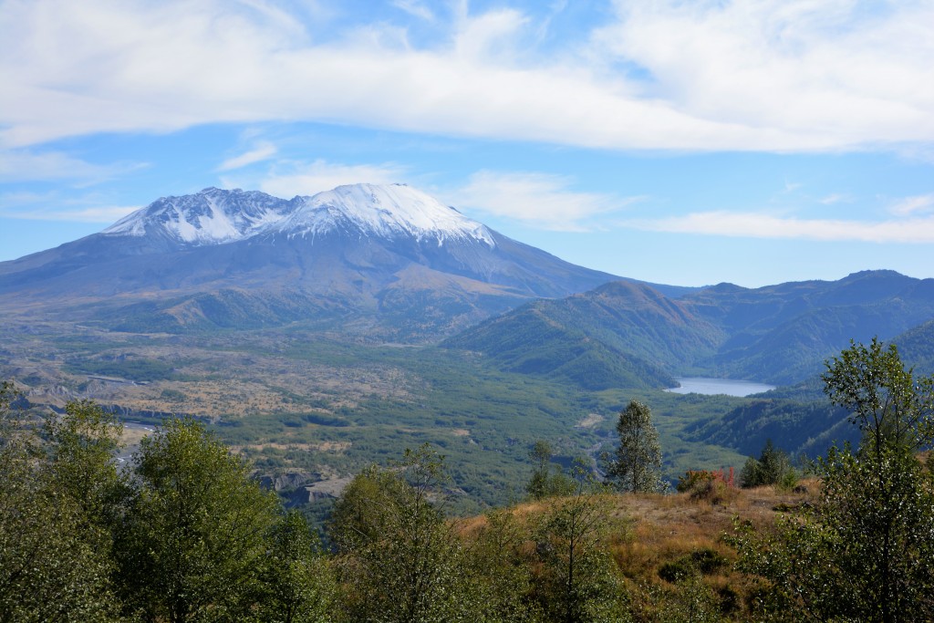 The entire landscape around Mt. St. Helens changed when it exploded, including the creation of new lakes like this one on the right