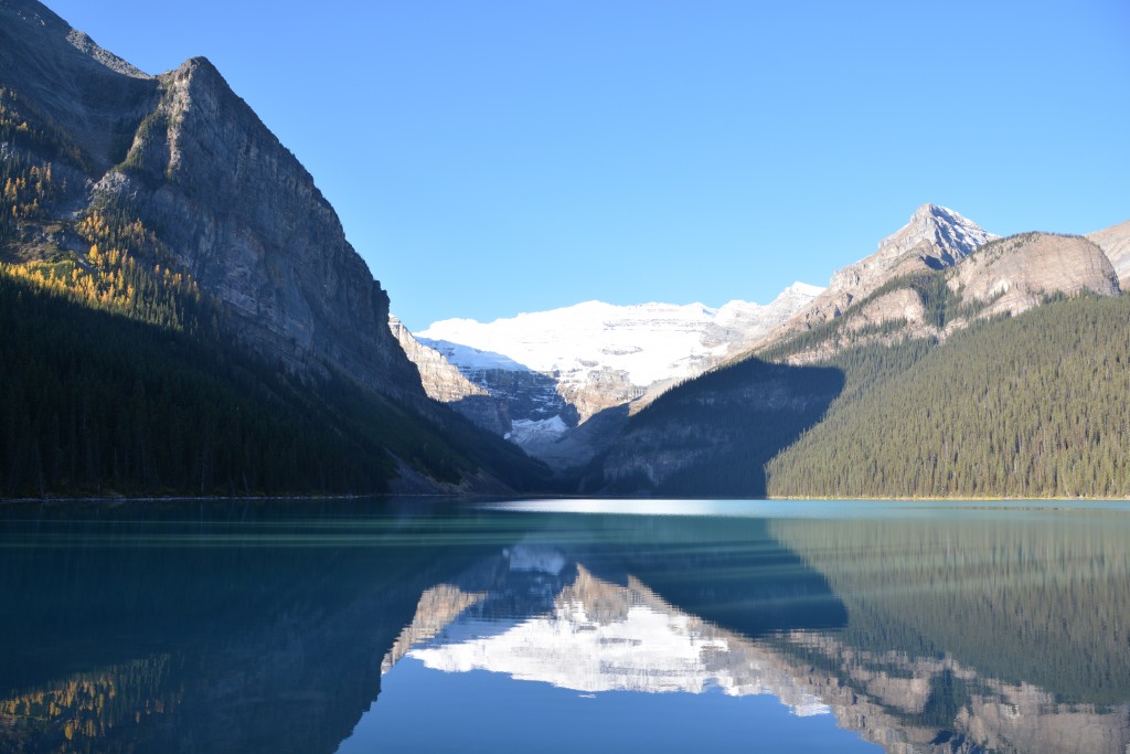 Perfect reflections on Lake Louise with the early morning light