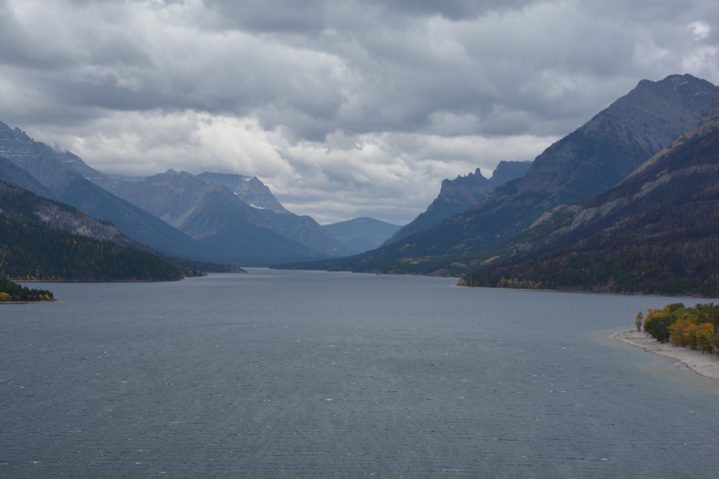 Magnificent views up Waterton Lakes from the back porch of their historic hotel